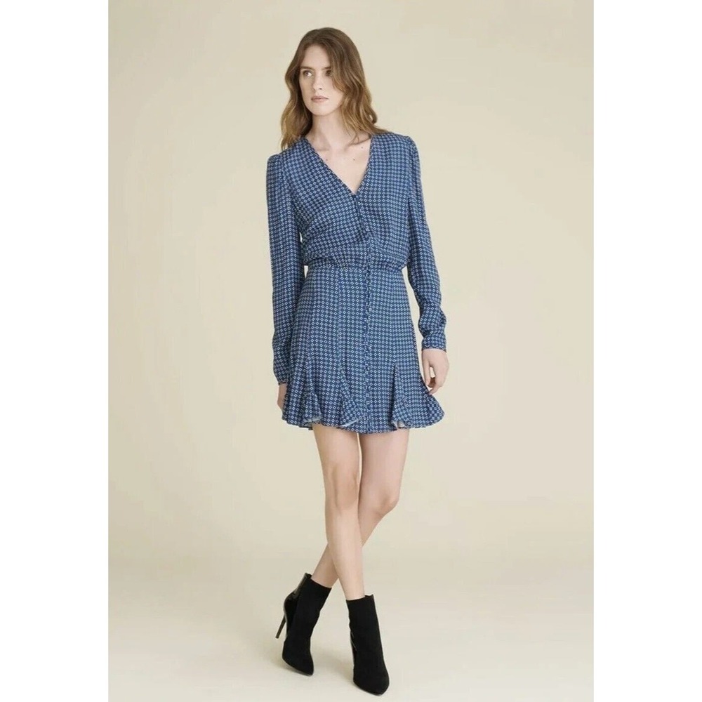 Veronica Beard Womens Riggins Mini Dress 4 Blue Preppy Coquette French Style